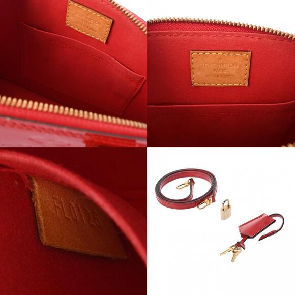Louis Vuitton Patent BB Red Cerise Handbag Alma Monogram Vernis - Picture 12 of 12